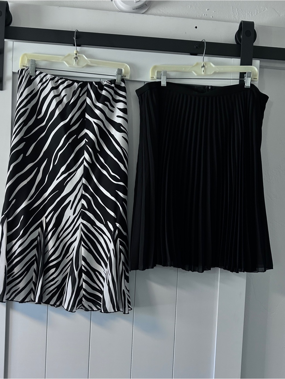Maxima Black & White Zebra and Solid Pleated Midi Skirts